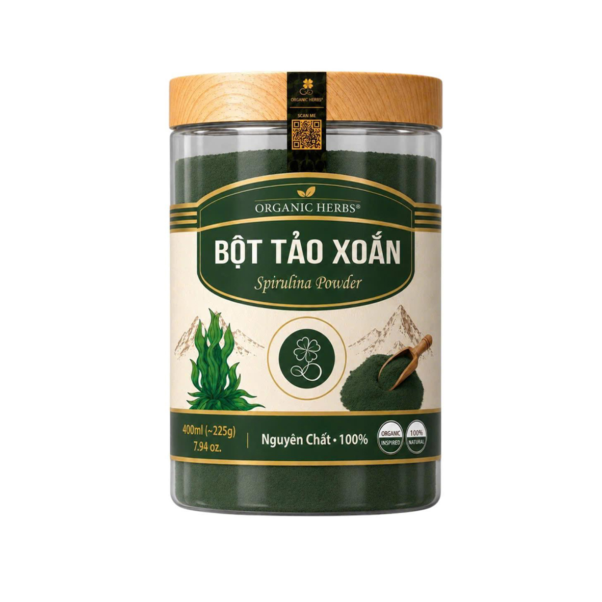 Organic Herbs® Bột Tảo Xoắn | Spirulina Powder